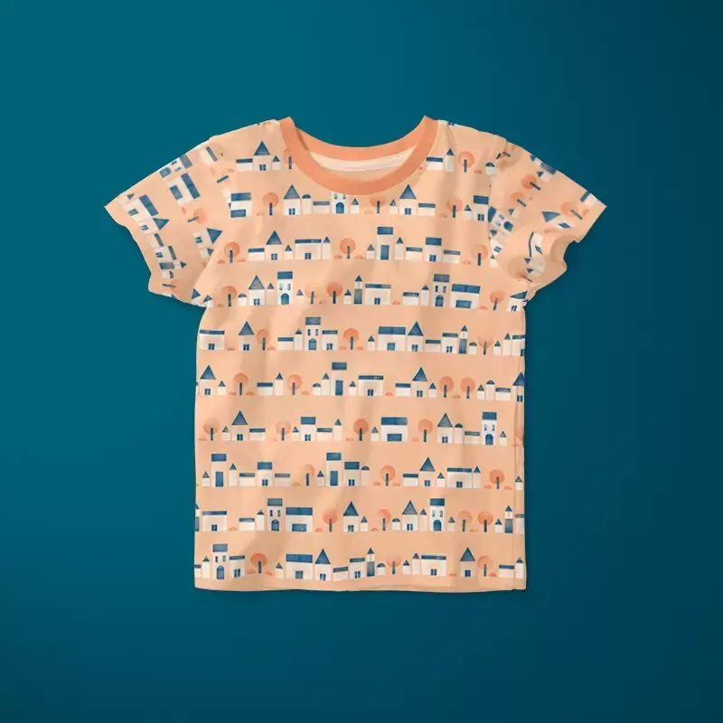 Buildings peach tshirt
