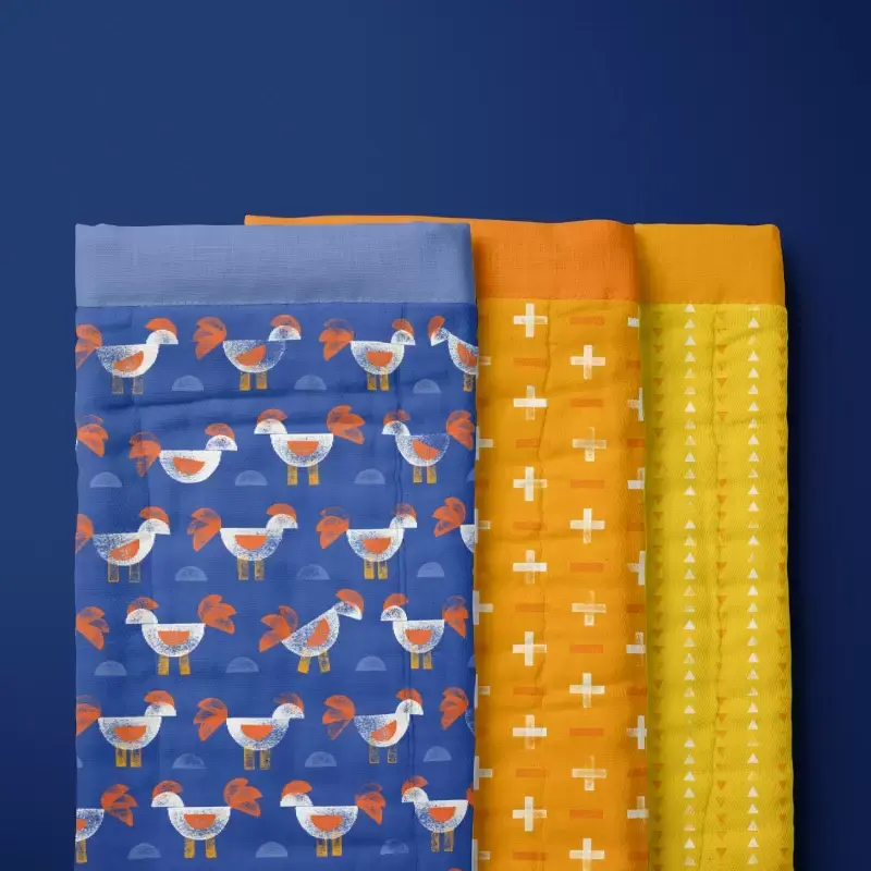 Burp cloth with chicken, up down and plus minus pattern