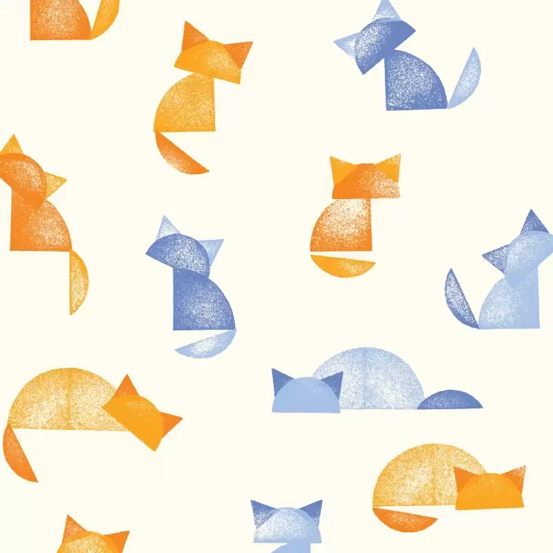 Cats pattern in cream