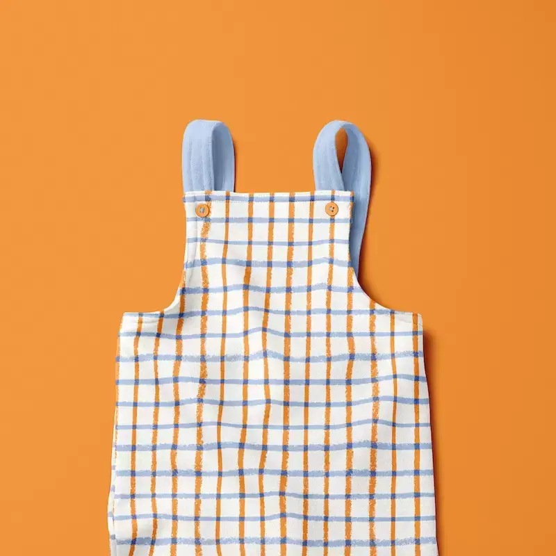 Crayon plaid dungaree