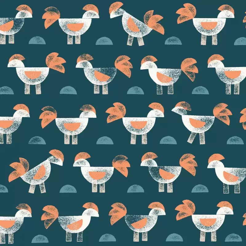 Chicken pattern on dark green