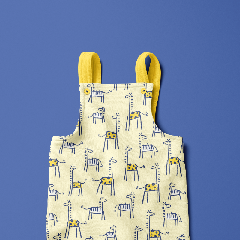 Crayon Giraffe Zebra dungaree