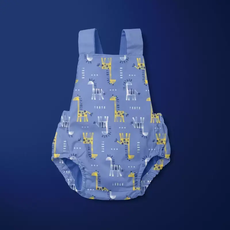 Giraffe zebra romper in blue