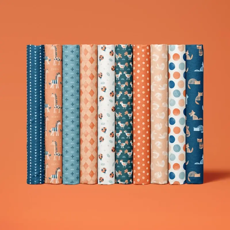 Happy stamping fabrics in the circus colourway