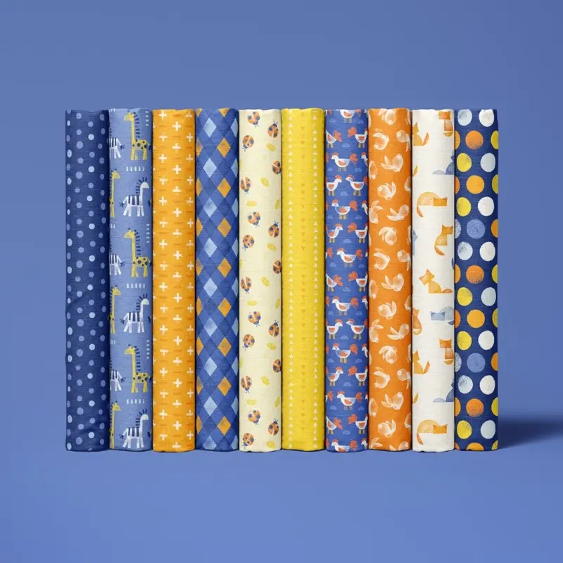 Happy stamping fabrics in the summer colourway