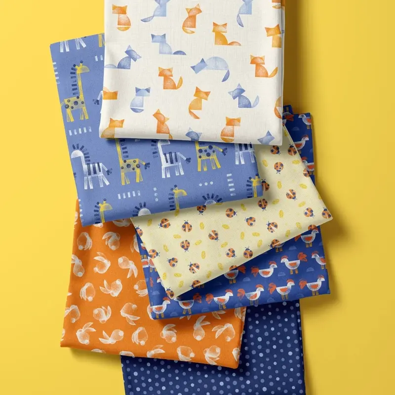 Happy Stamping fabrics summer colourway