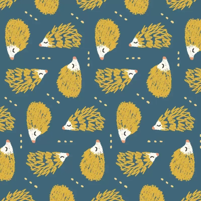Hedgehogs pattern in dark teal