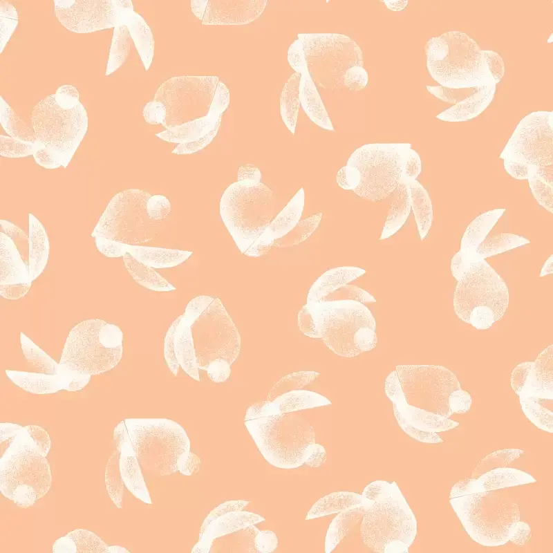 Rabbits pattern in peach