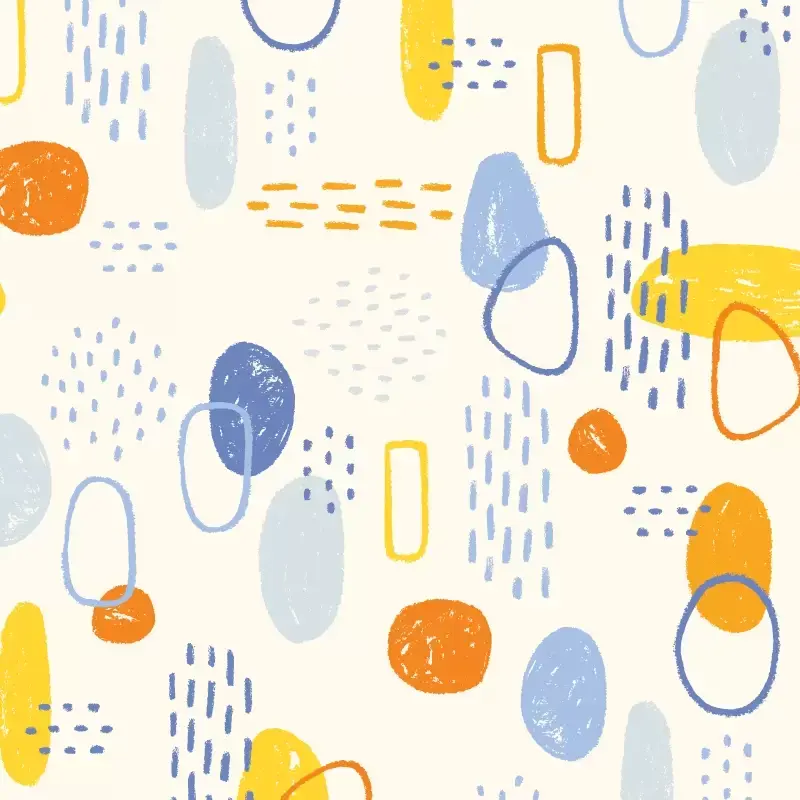 Shapes and lines patterns multicoloured on cream