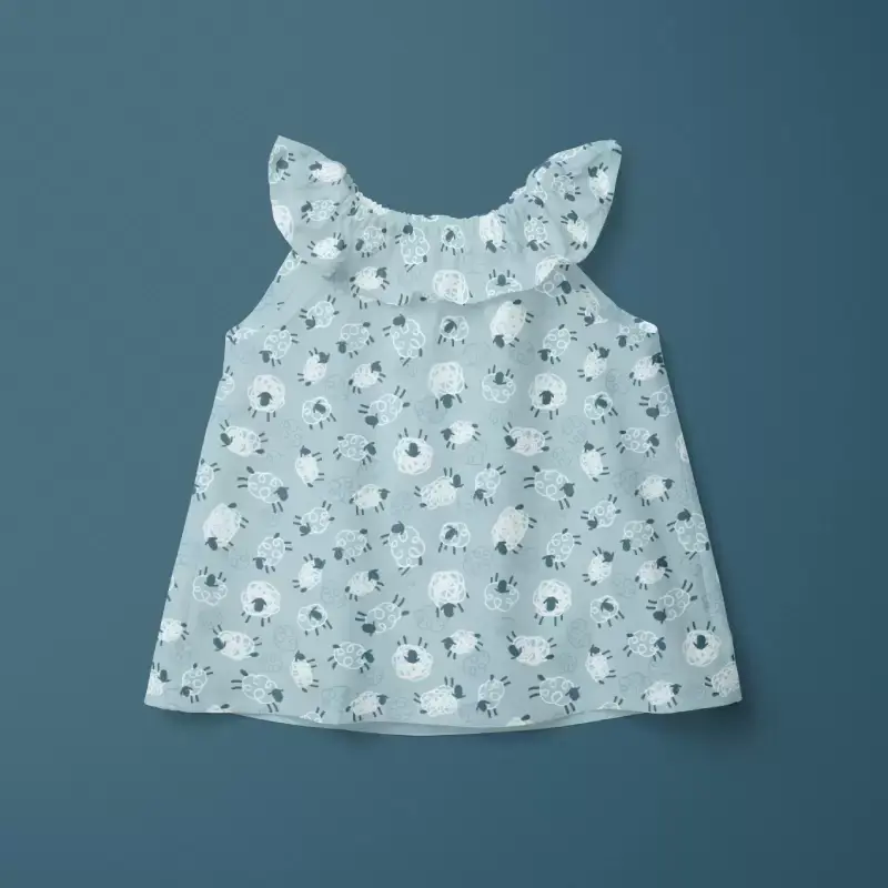 Scribbly sheep light teal summer blouse