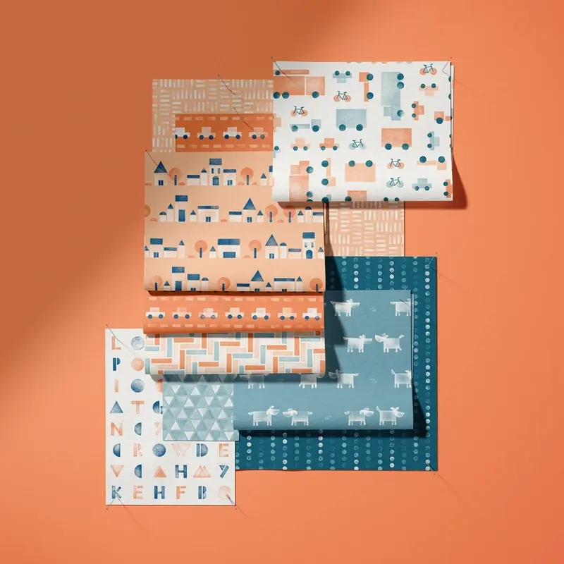 Stamp City fabrics - Day colourway