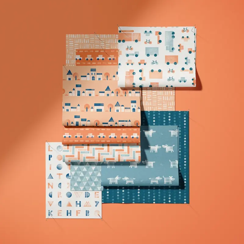 Fabric from the stamp city collection